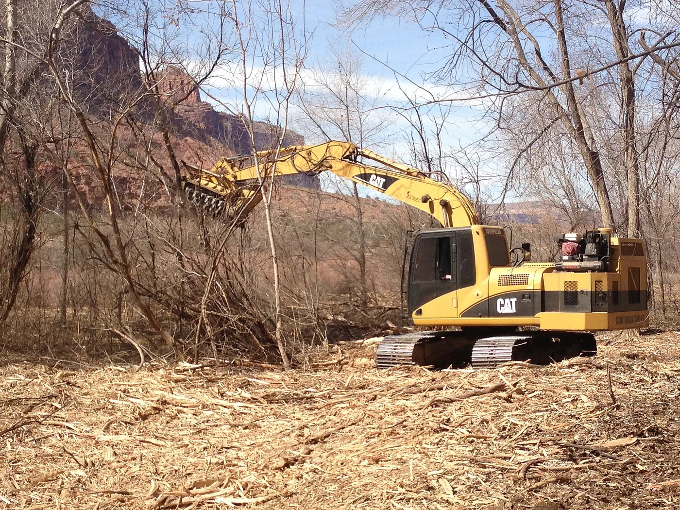 Track loader working on an open cleared property in Southeast Oklahoma